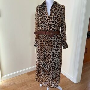 NWOT! Zara XS animal print belted midi dress.